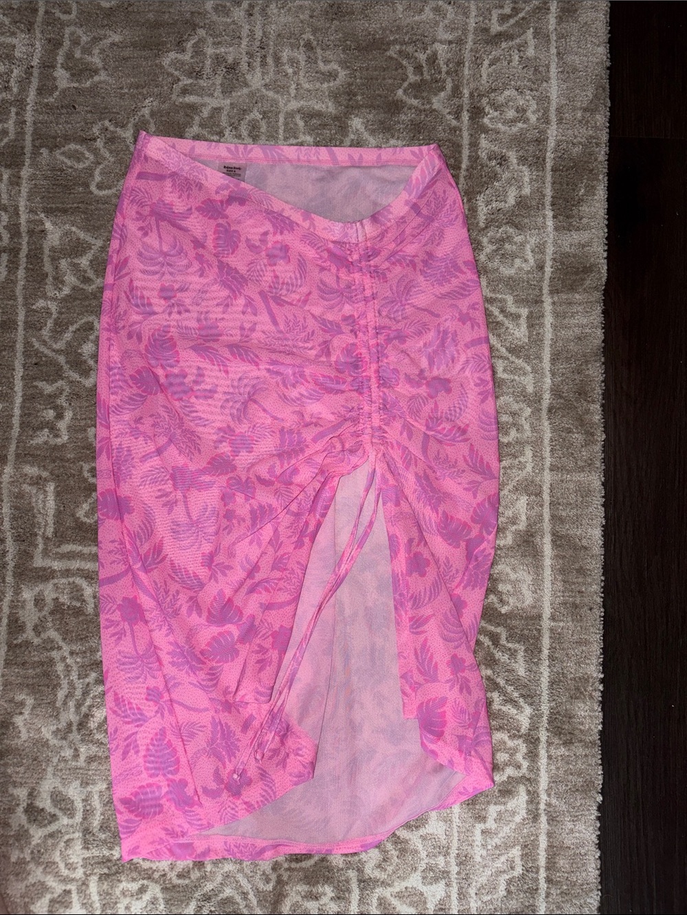 Kulani Kinis Pink Tropical Ruched Swim Sarong